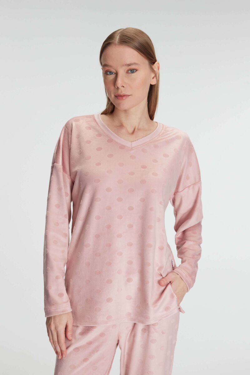 Anıl 11281 Kadın Uzun Kol V Yaka Sweatshirt ve Pantolon Takım Pijama Takımı - 3